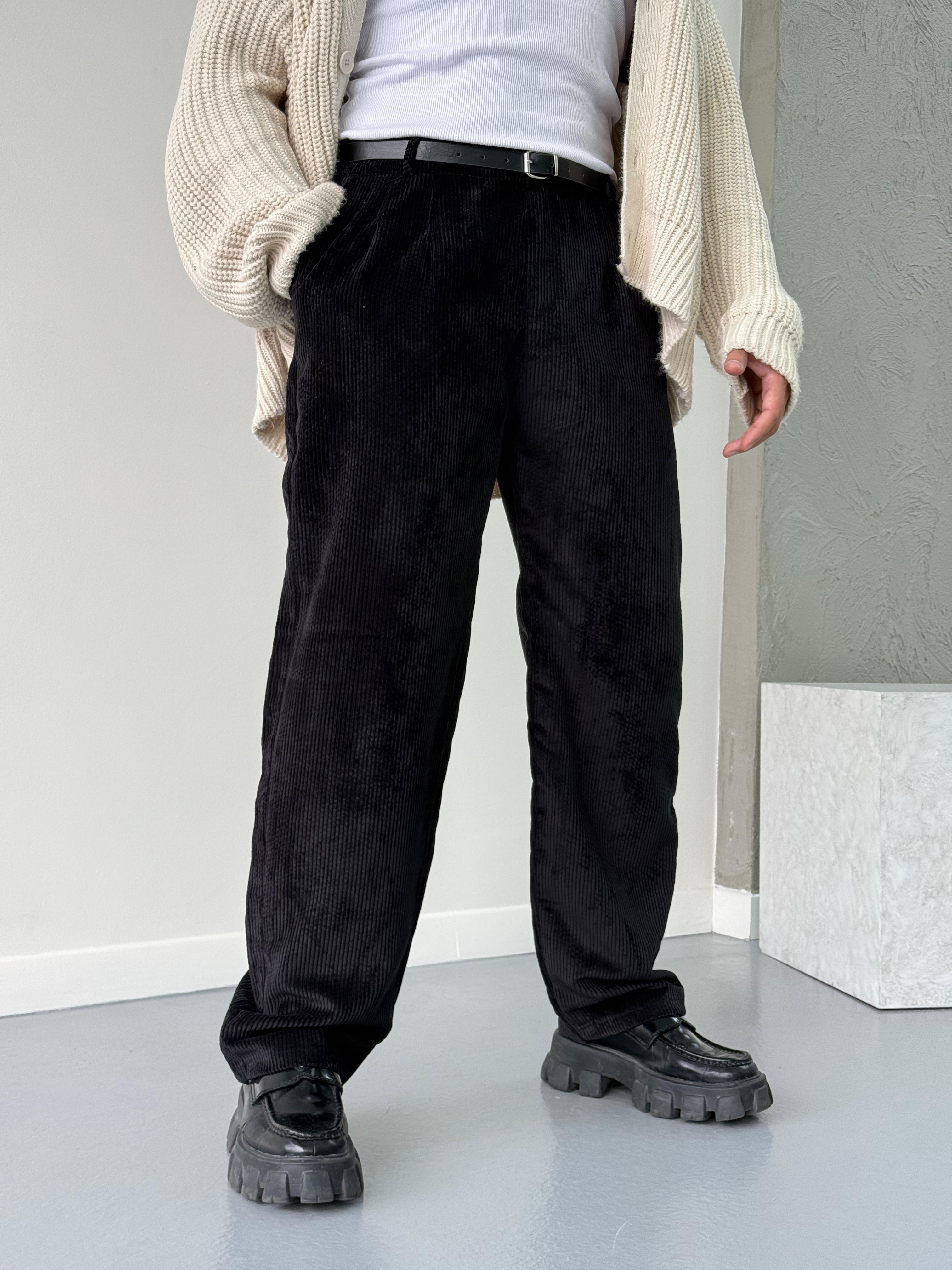 Siyah Kadife Baggy Pantolon