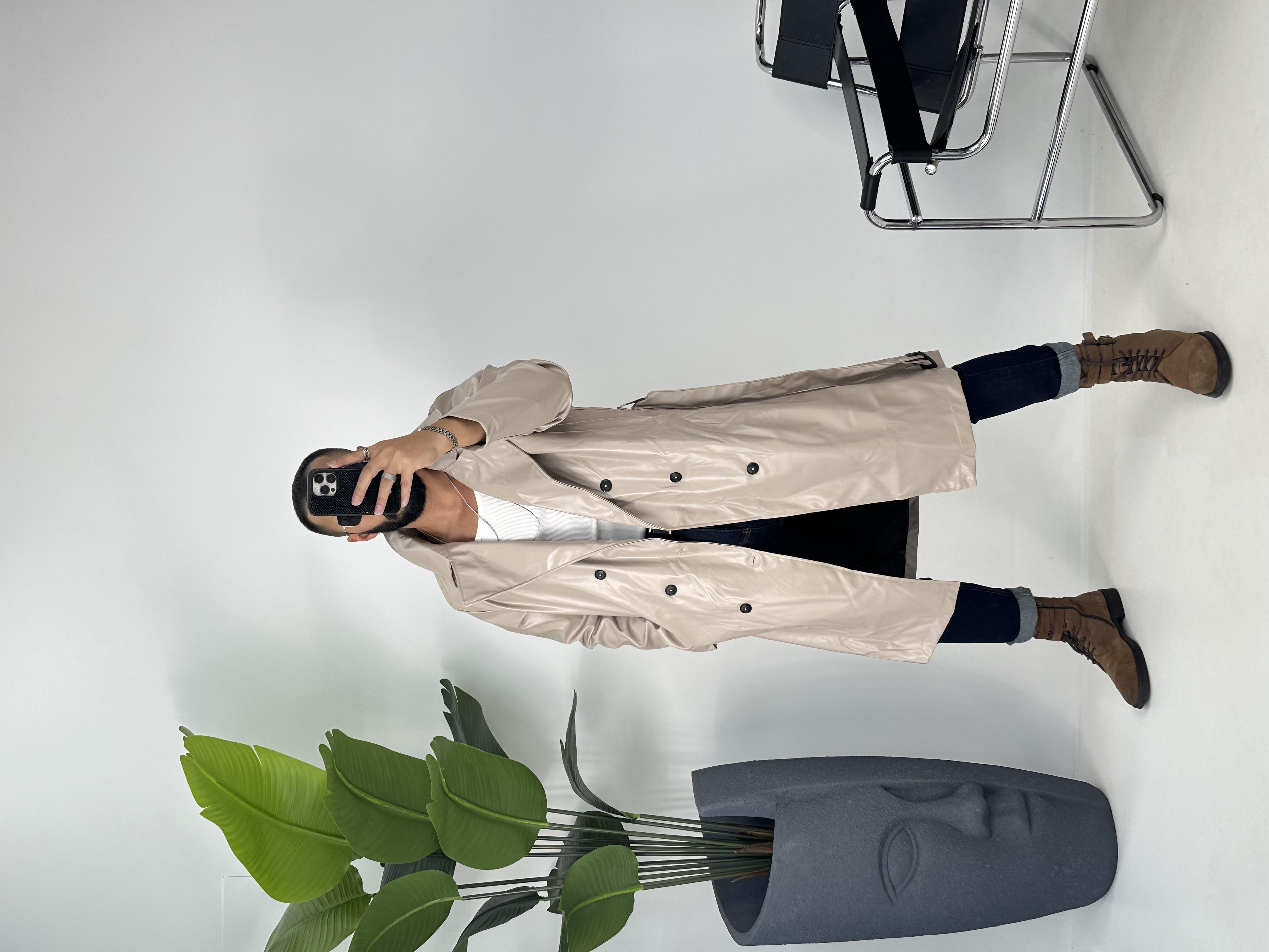 WINTAGE UZUN DERİ CEKET BEJ