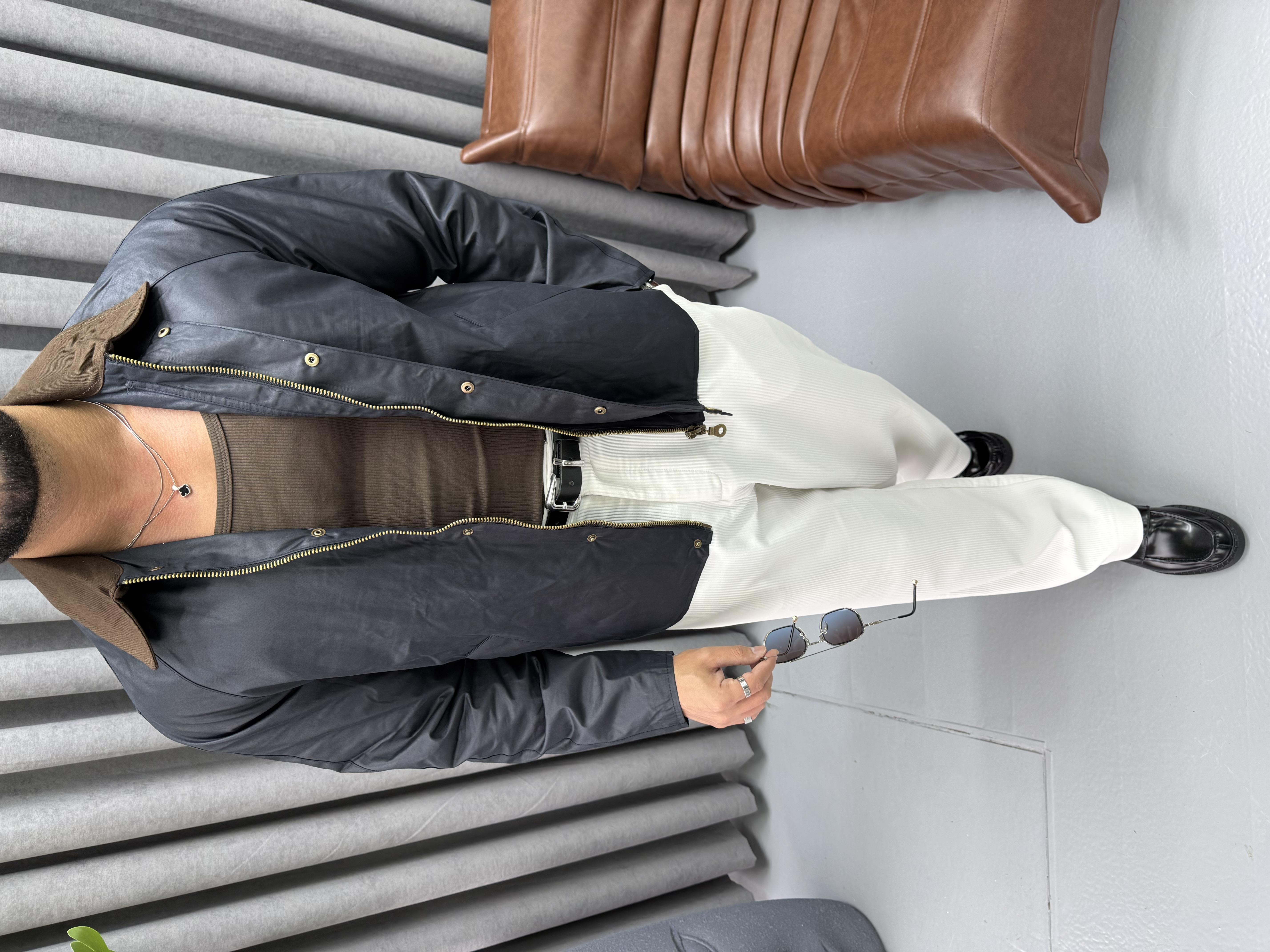 YAKA DETAYLI OVERSİZE CEKET LACİVERT