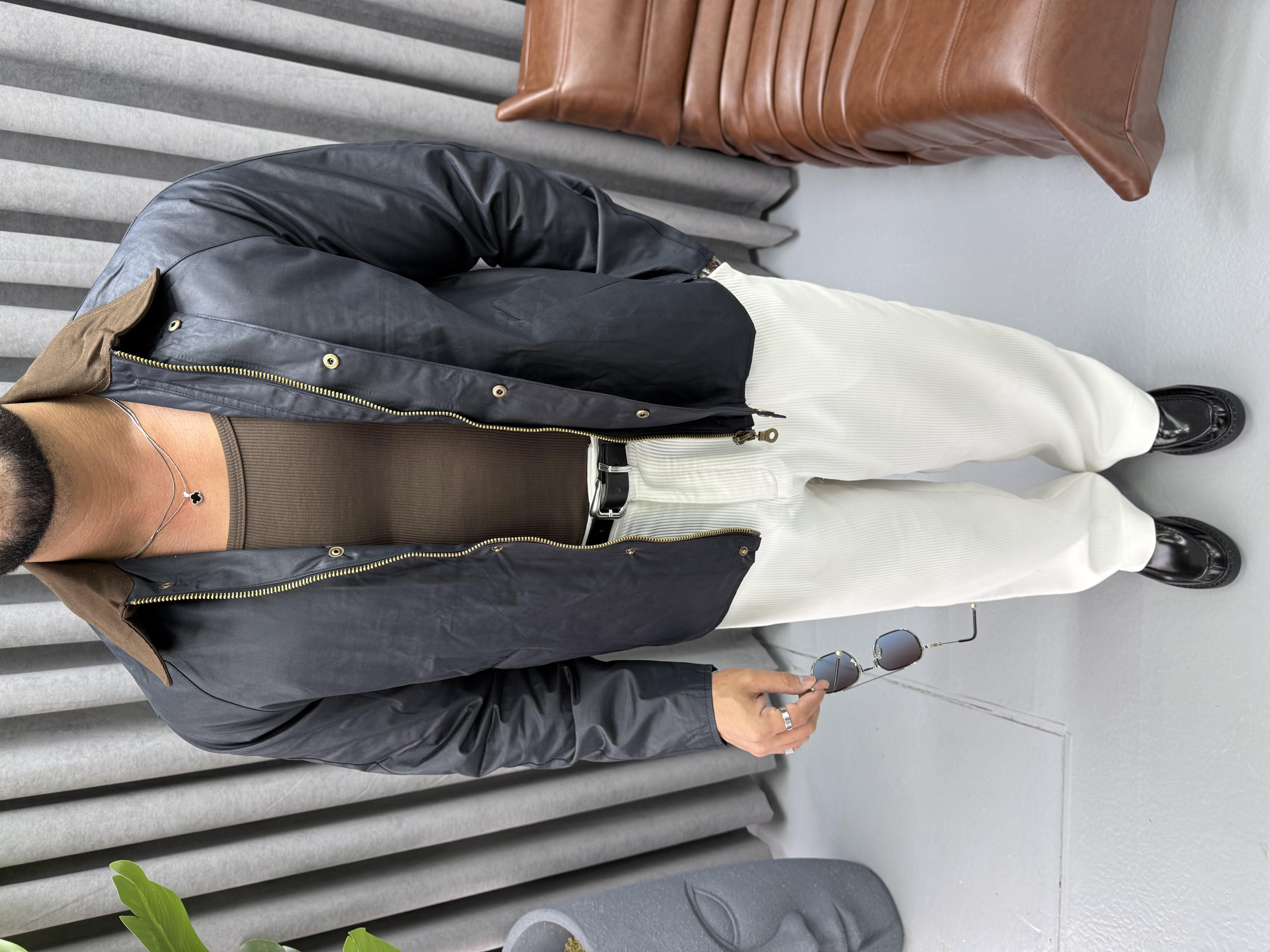 YAKA DETAYLI OVERSİZE CEKET LACİVERT