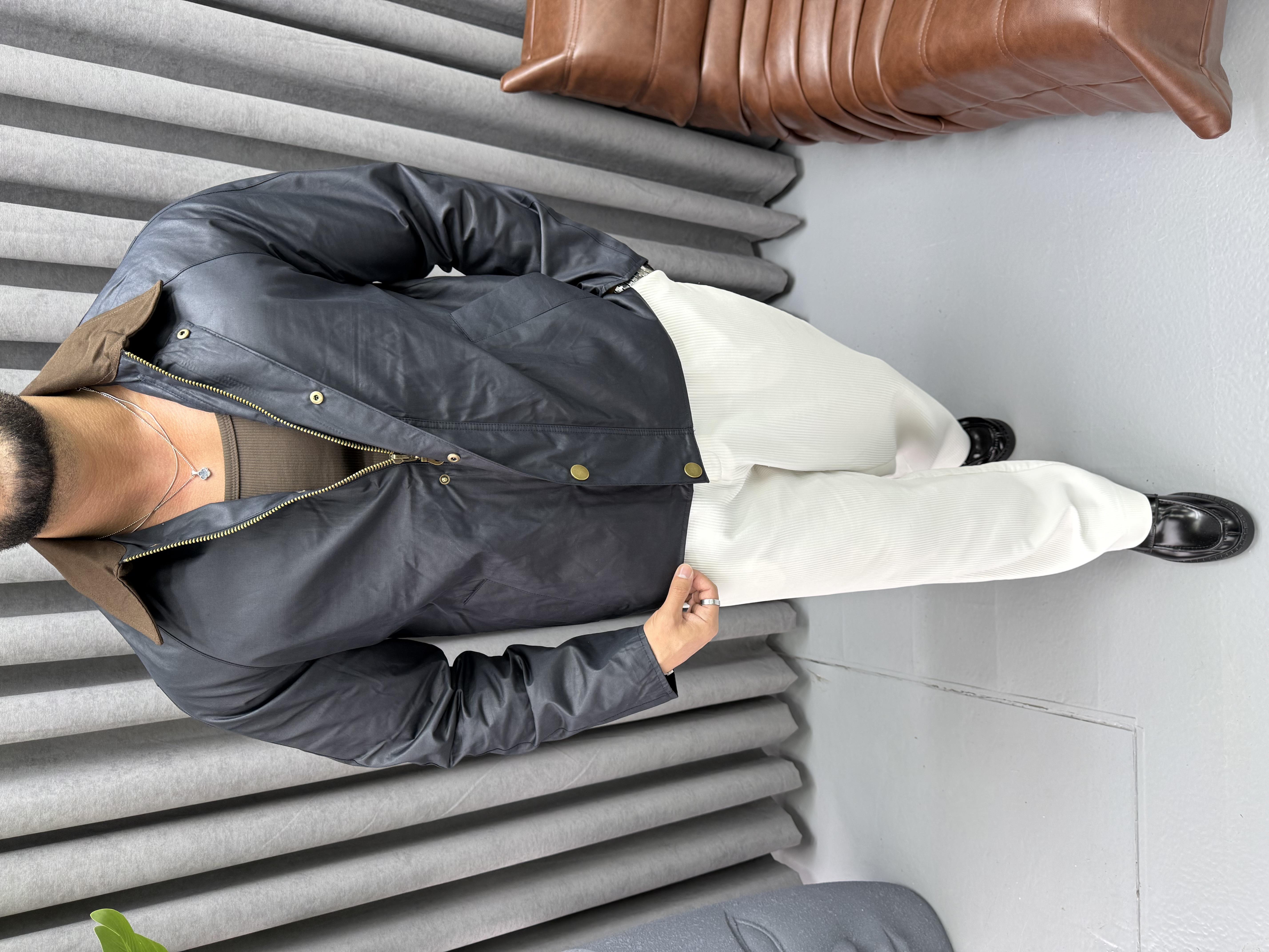 YAKA DETAYLI OVERSİZE CEKET LACİVERT