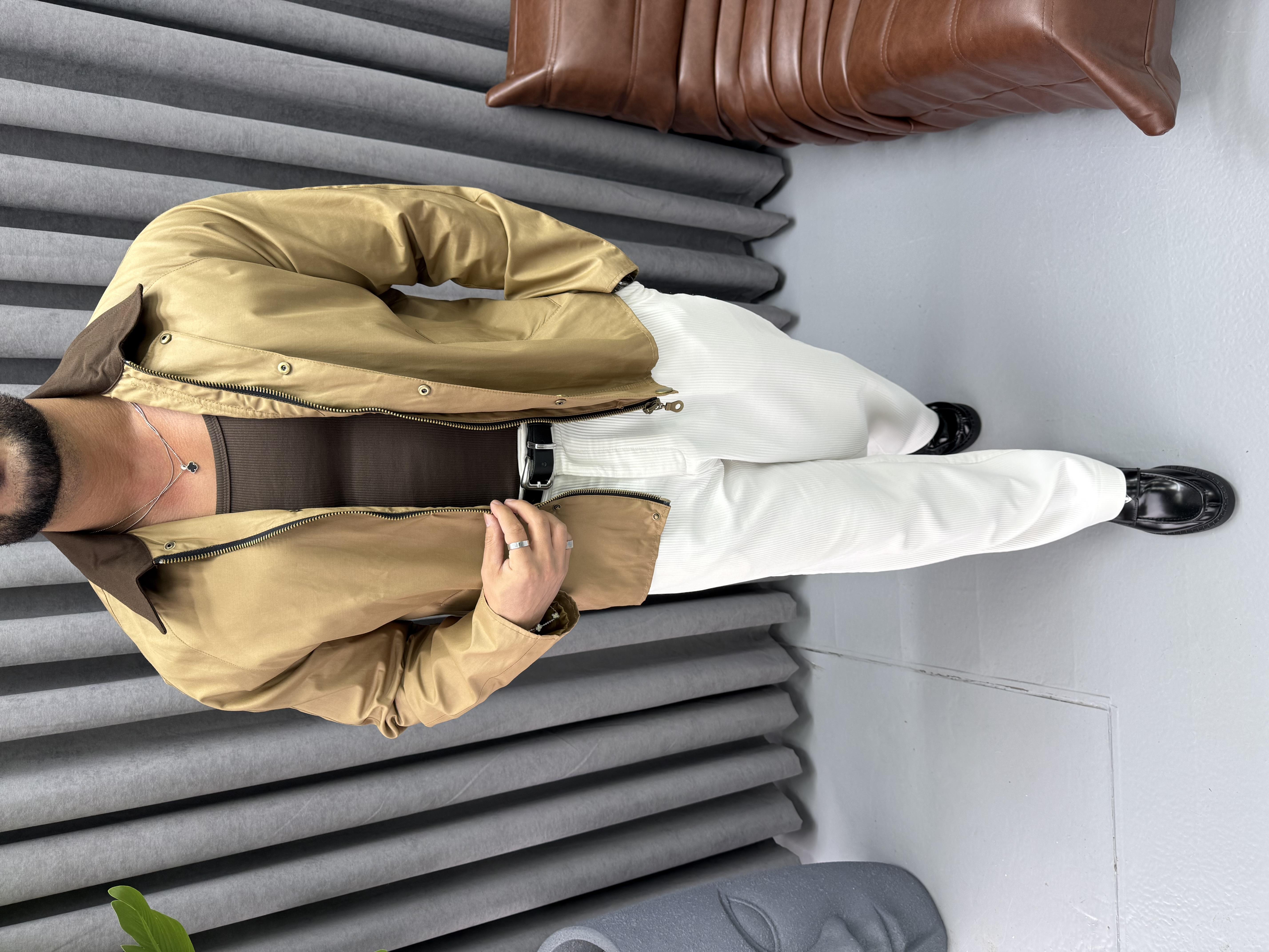 YAKA DETAYLI OVERSİZE CEKET TABA