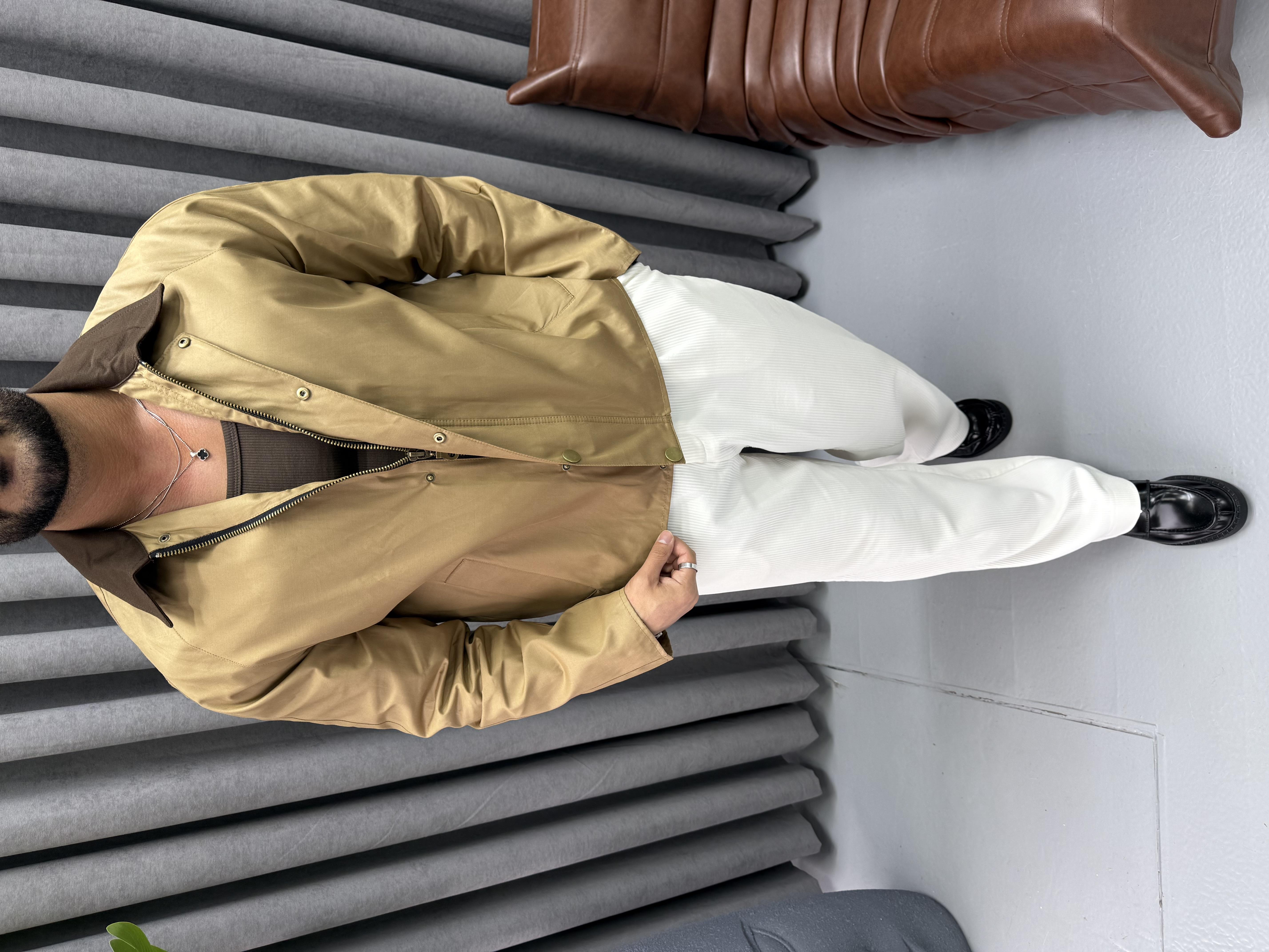 YAKA DETAYLI OVERSİZE CEKET TABA