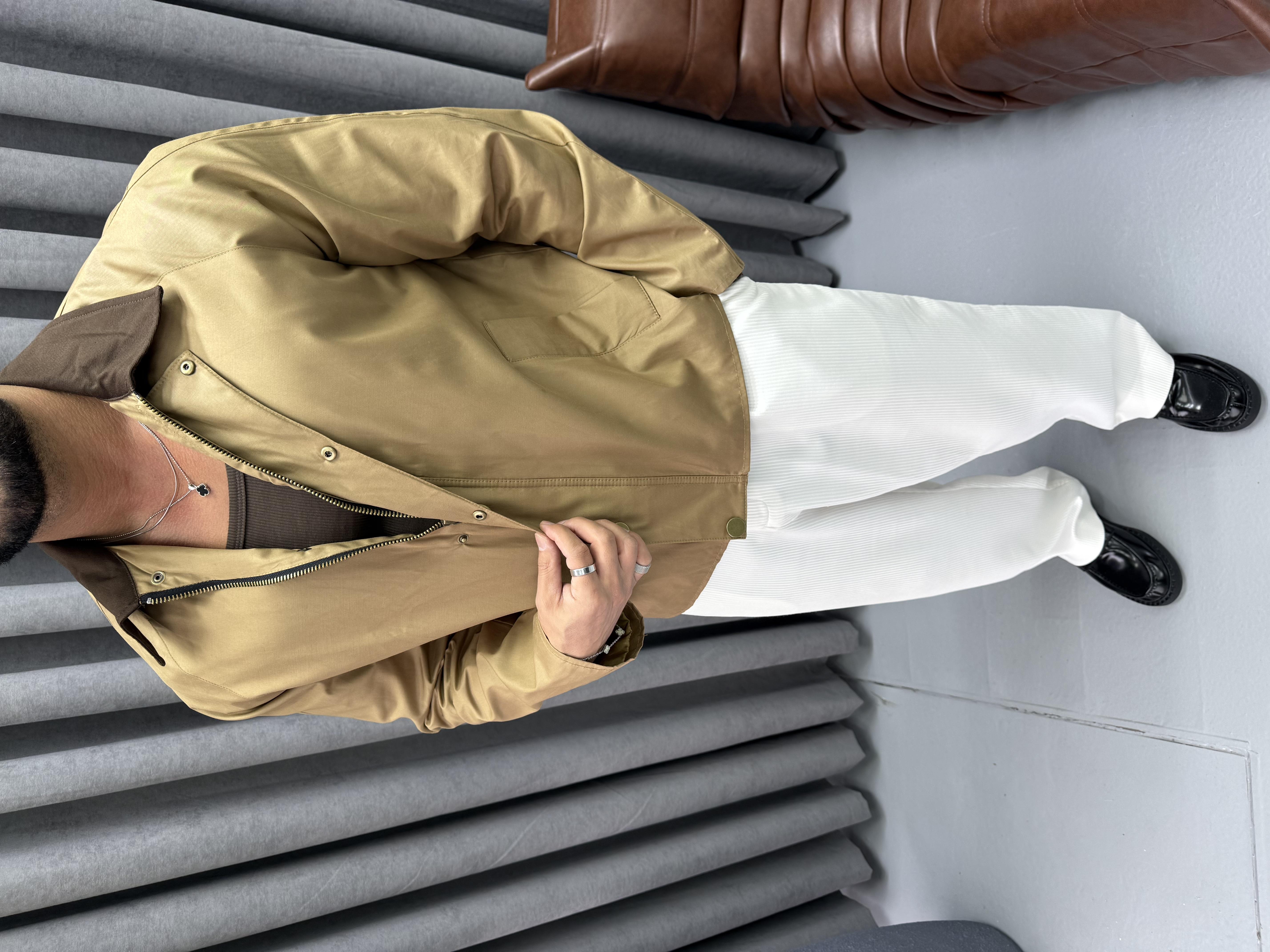 YAKA DETAYLI OVERSİZE CEKET TABA