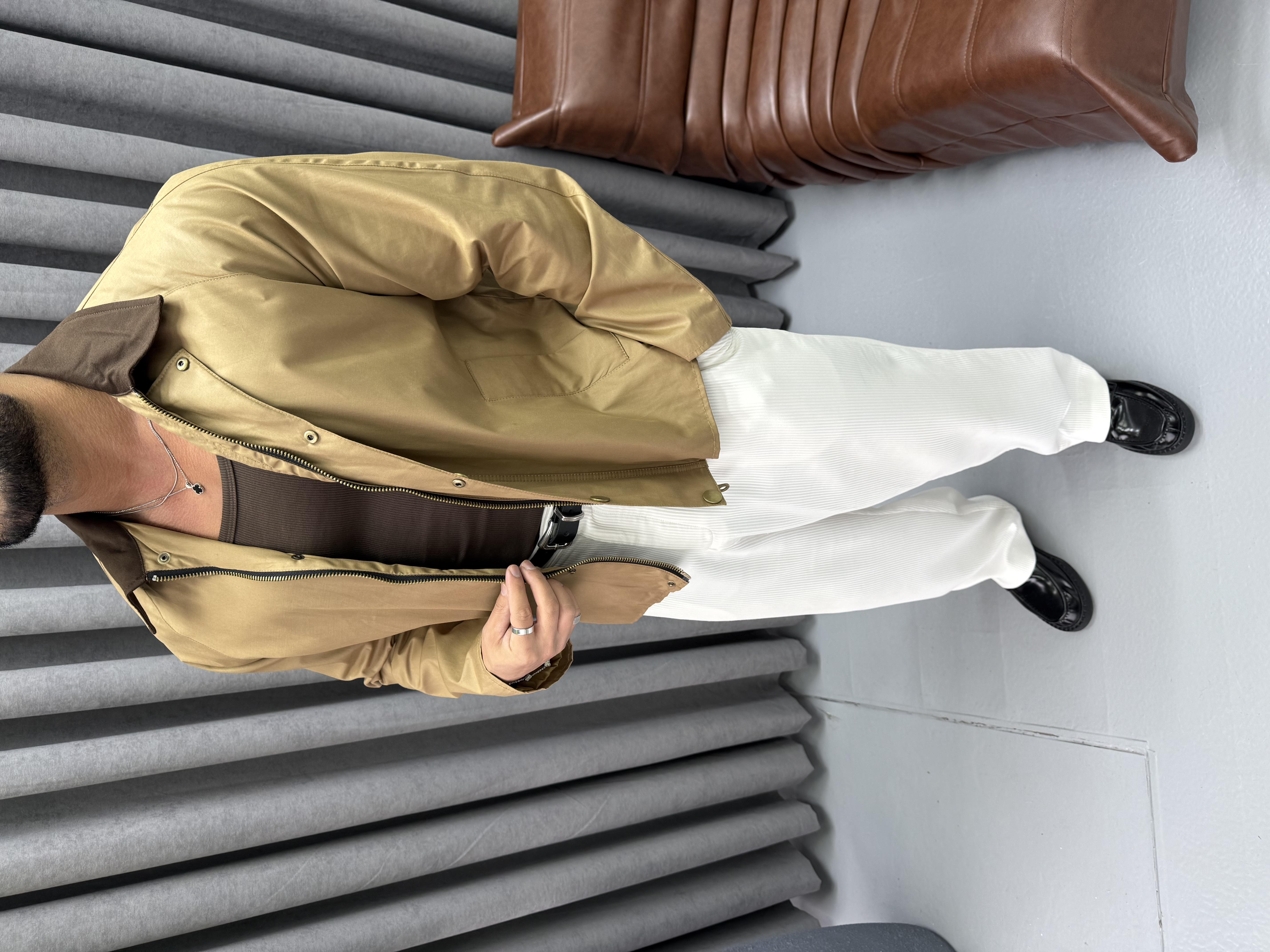 YAKA DETAYLI OVERSİZE CEKET TABA