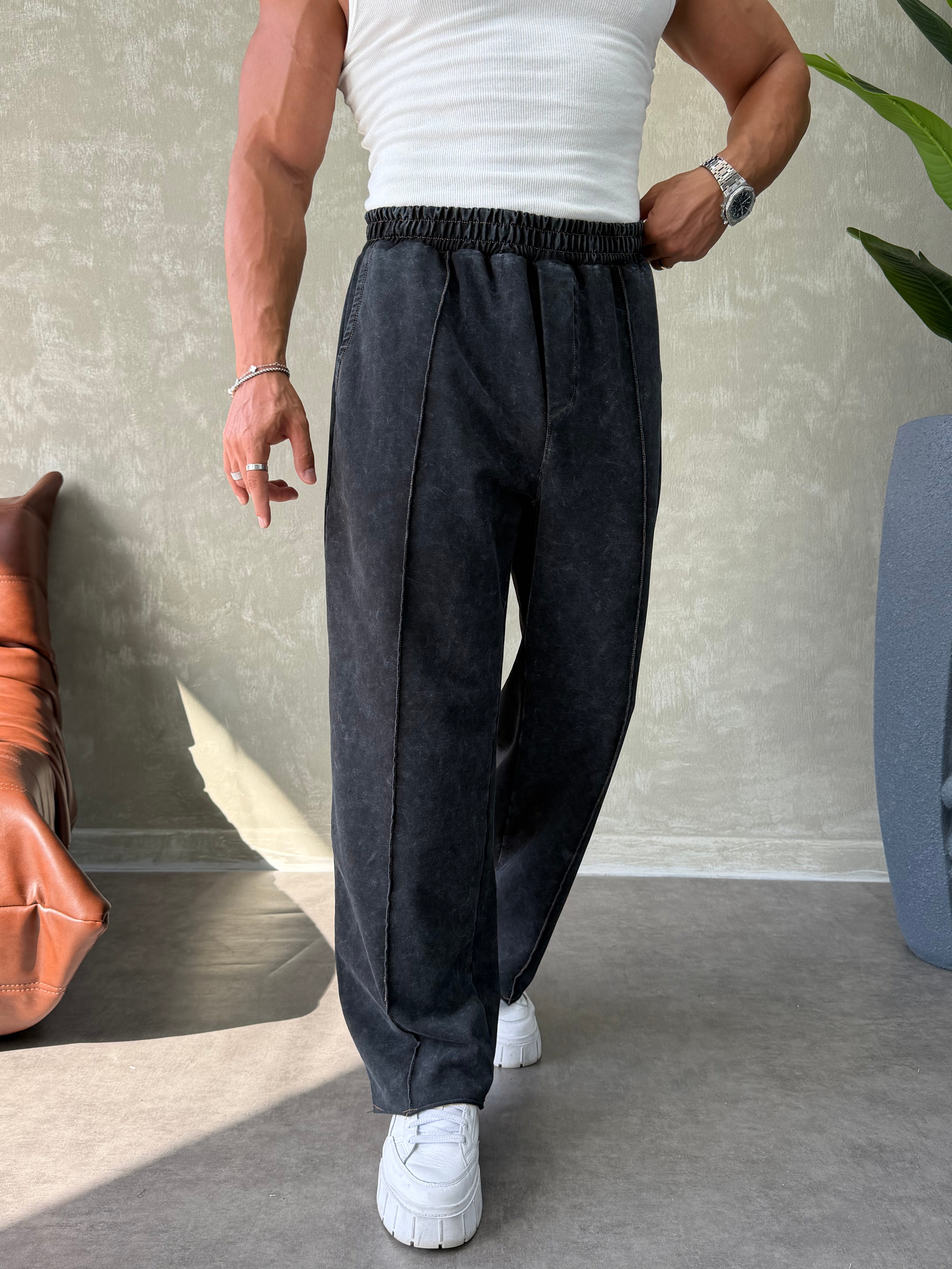 YIKAMALI BAGGY EŞOFMAN ALTI SİYAH