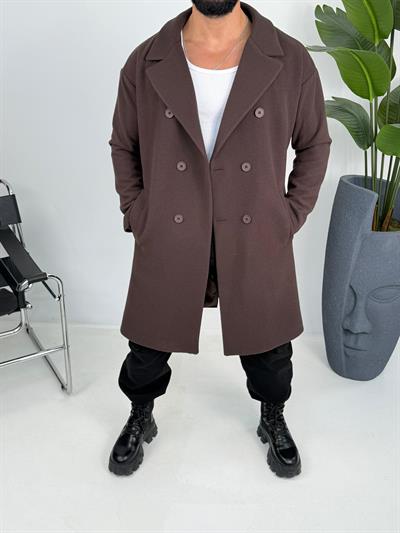 Acı Kahve Oversize Kaşe Kaban