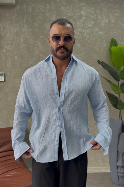 ARMUR KENDİNDEN ÇİZGİLİ GÖMLEK BEBE MAVİSİ