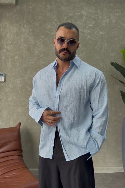 ARMUR KENDİNDEN ÇİZGİLİ GÖMLEK BEBE MAVİSİ