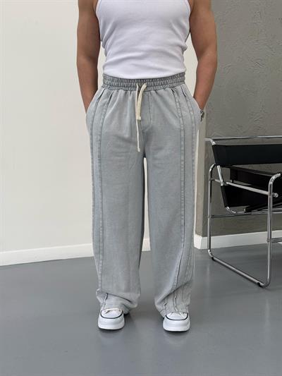 Baggy Çift Şerit Detaylı Eşofman Gri
