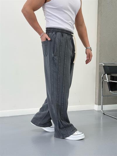 Baggy Çift Şerit Detaylı Eşofman Siyah