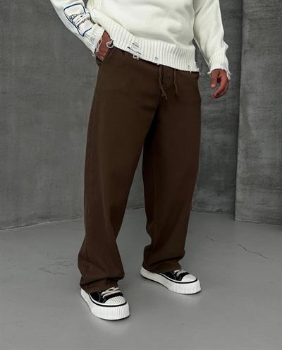 BAGGY KALIP GABARDİN PANTOLON ACI KAHVE
