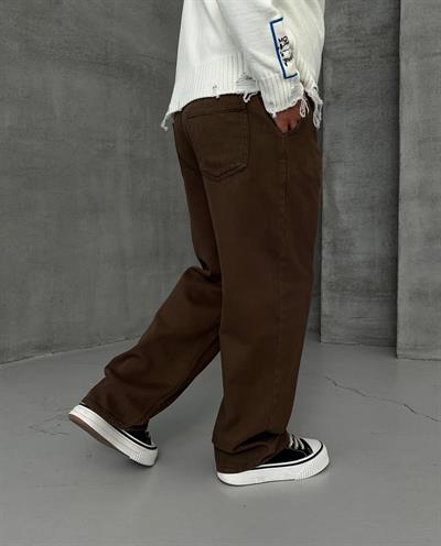 BAGGY KALIP GABARDİN PANTOLON ACI KAHVE