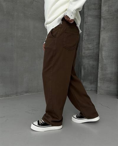 BAGGY KALIP GABARDİN PANTOLON ACI KAHVE