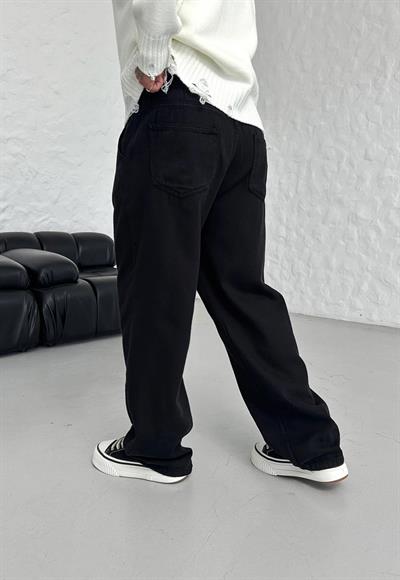 BAGGY KALIP GABARDİN PANTOLON SİYAH