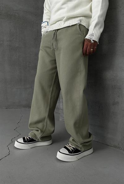 BAGGY KALIP GABARDİN PANTOLON YEŞİL