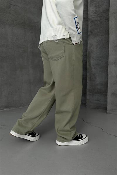 BAGGY KALIP GABARDİN PANTOLON YEŞİL