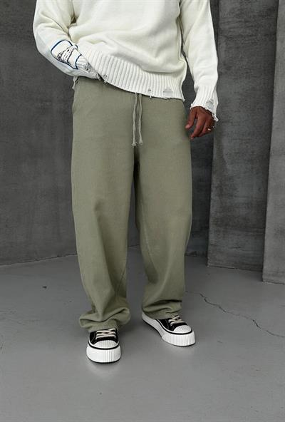BAGGY KALIP GABARDİN PANTOLON YEŞİL