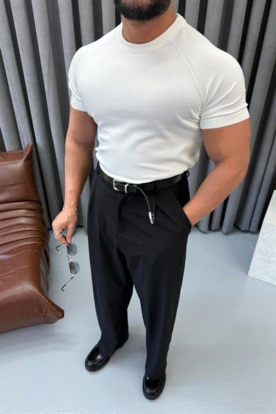 BASIC BİSİKLET YAKA SLİMFİT TRİKO BEYAZ