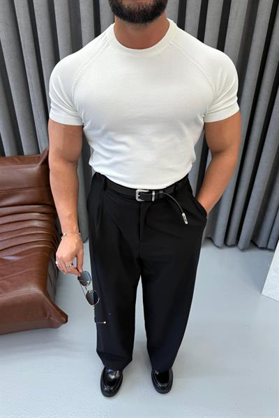 BASIC BİSİKLET YAKA SLİMFİT TRİKO BEYAZ