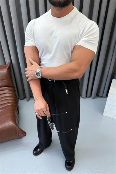 BASIC BİSİKLET YAKA SLİMFİT TRİKO BEYAZ