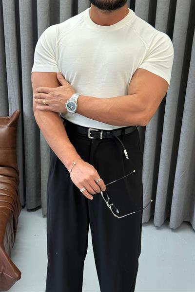 BASIC BİSİKLET YAKA SLİMFİT TRİKO BEYAZ