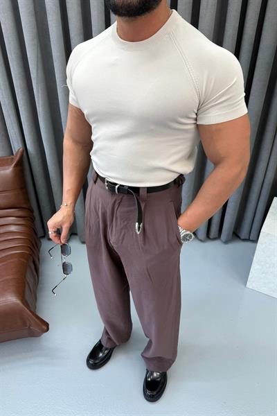 BASIC BİSİKLET YAKA SLİMFİT TRİKO KREM