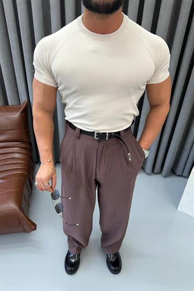 BASIC BİSİKLET YAKA SLİMFİT TRİKO KREM