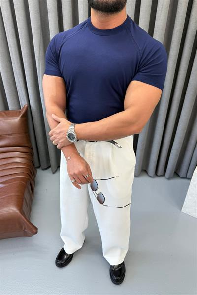 BASIC BİSİKLET YAKA SLİMFİT TRİKO LACİVERT