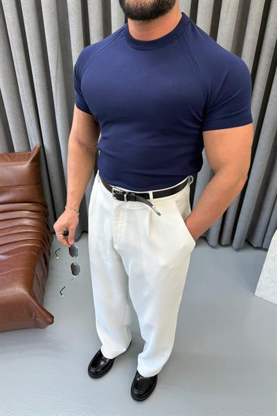 BASIC BİSİKLET YAKA SLİMFİT TRİKO LACİVERT