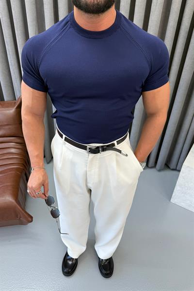 BASIC BİSİKLET YAKA SLİMFİT TRİKO LACİVERT