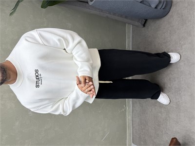 BOXY KALIP BELİVE SIRT DETAYLI SWEAT BEYAZ