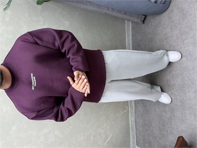 BOXY KALIP BELİVE SIRT DETAYLI SWEAT BORDO