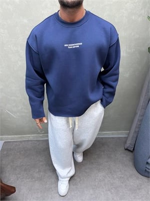 BOXY KALIP BELİVE SIRT DETAYLI SWEAT LACİVERT