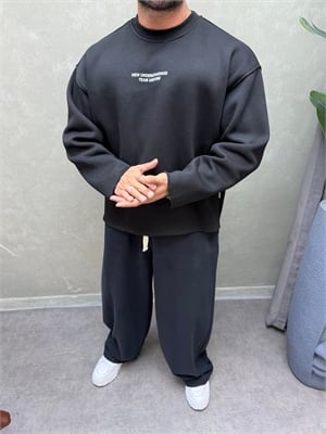 BOXY KALIP BELİVE SIRT DETAYLI SWEAT SİYAH