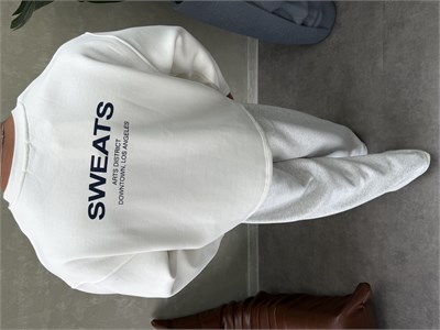 BOXY KALIP OVERSIZE SIRT BASKILI SWEAT BEYAZ