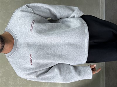 BOXY KALIP OVERSIZE SIRT BASKILI SWEAT GRİ