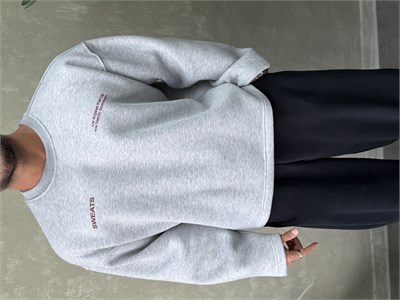 BOXY KALIP OVERSIZE SIRT BASKILI SWEAT GRİ