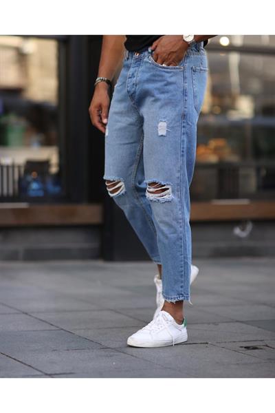 BOYFREND DİZİ YIRTIK JEAN MAVİ 