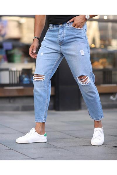 BOYFREND DİZİ YIRTIK JEAN MAVİ 