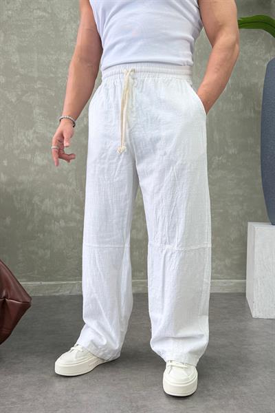 BR KETEN BAGGY PANTOLON BEYAZ