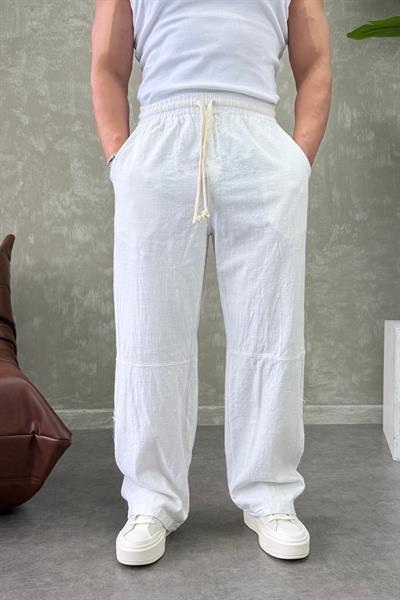 BR KETEN BAGGY PANTOLON BEYAZ