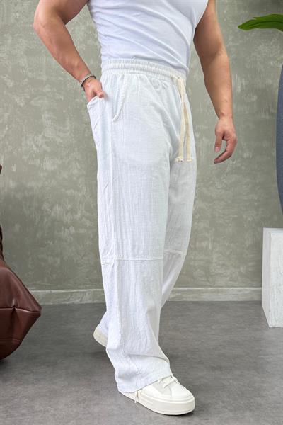 BR KETEN BAGGY PANTOLON BEYAZ