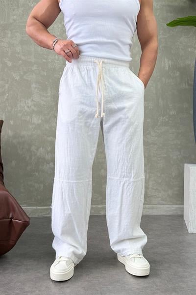 BR KETEN BAGGY PANTOLON BEYAZ