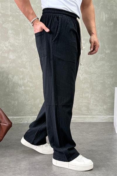 BR KETEN BAGGY PANTOLON SİYAH