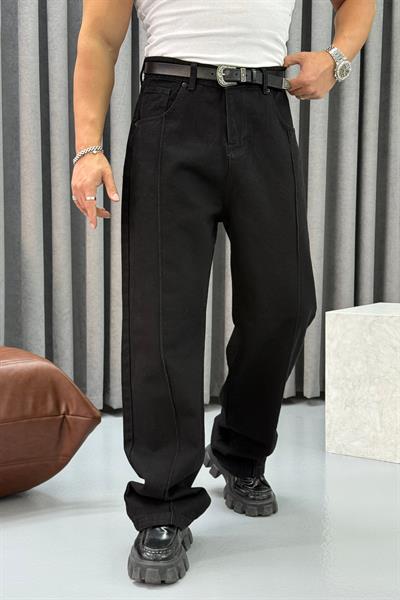 BR ŞERİT DETAYLI BAGGY JEAN SİYAH