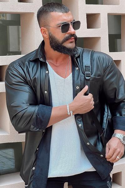 DERİ OVERSİZE GÖMLEK SİYAH