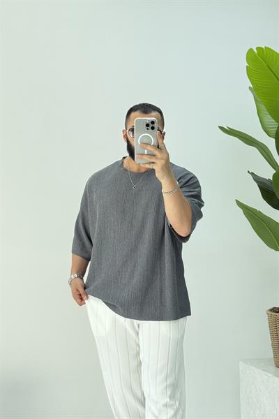 FAKİR KOL OVERSİZE KIRINKIL TSHİRT ANTRASİT