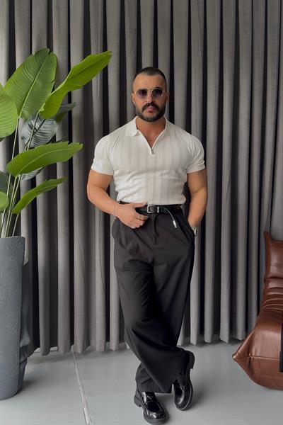 FERMUAR  DETAYLI İNCE ÇİGİLİ BEYAZ