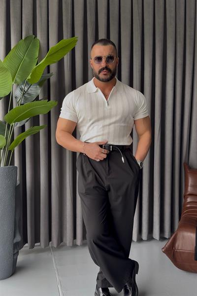 FERMUAR  DETAYLI İNCE ÇİGİLİ BEYAZ